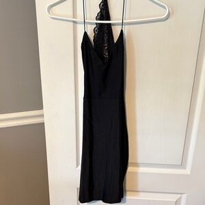 Elegant Black Lace-Trimmed Dress